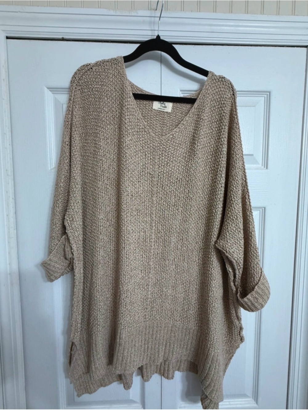 Oversized V-Neck Women’s Sweater in Beige